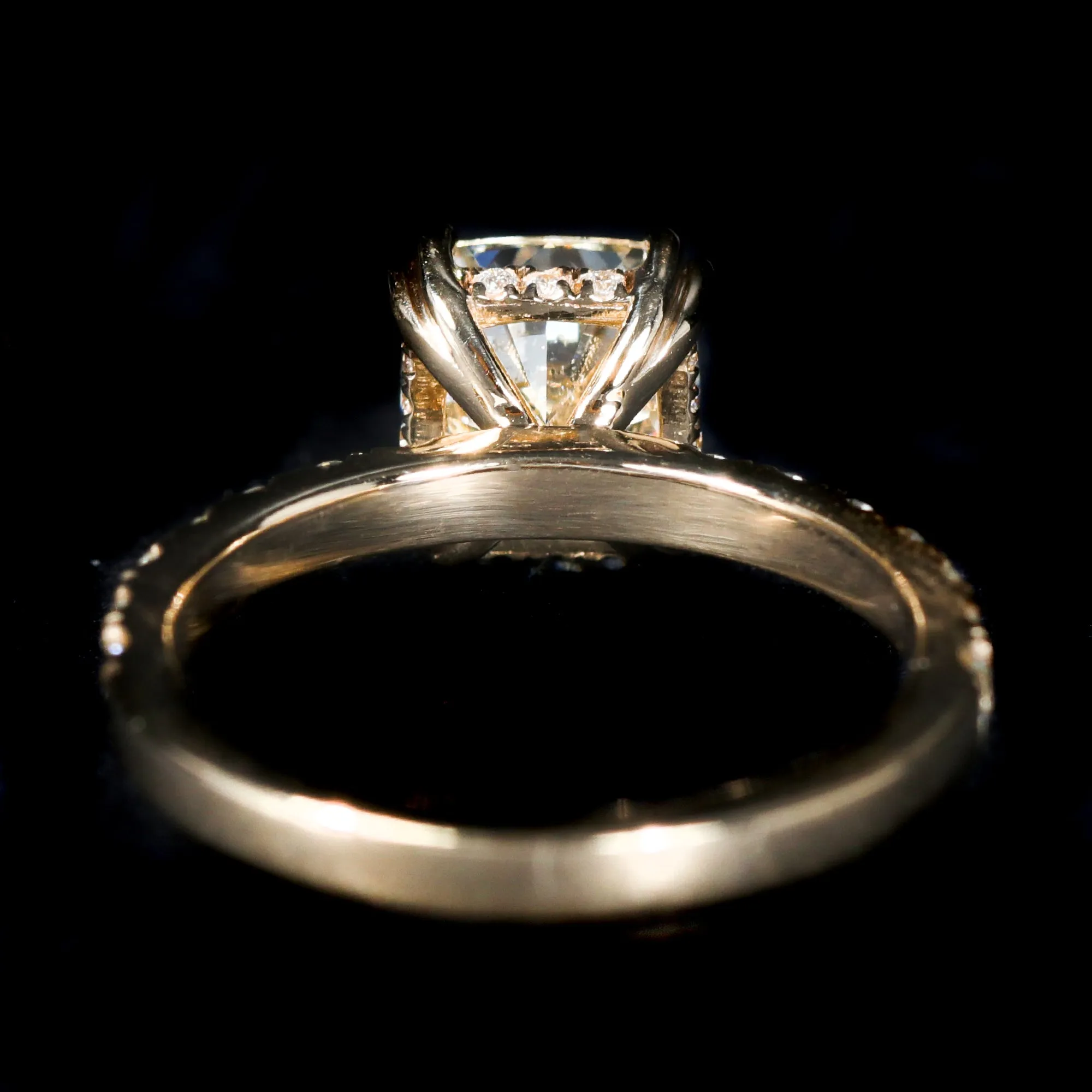 14K Yellow Gold GIA 2.01 Carat Cushion Cut Diamond Engagement Ring
