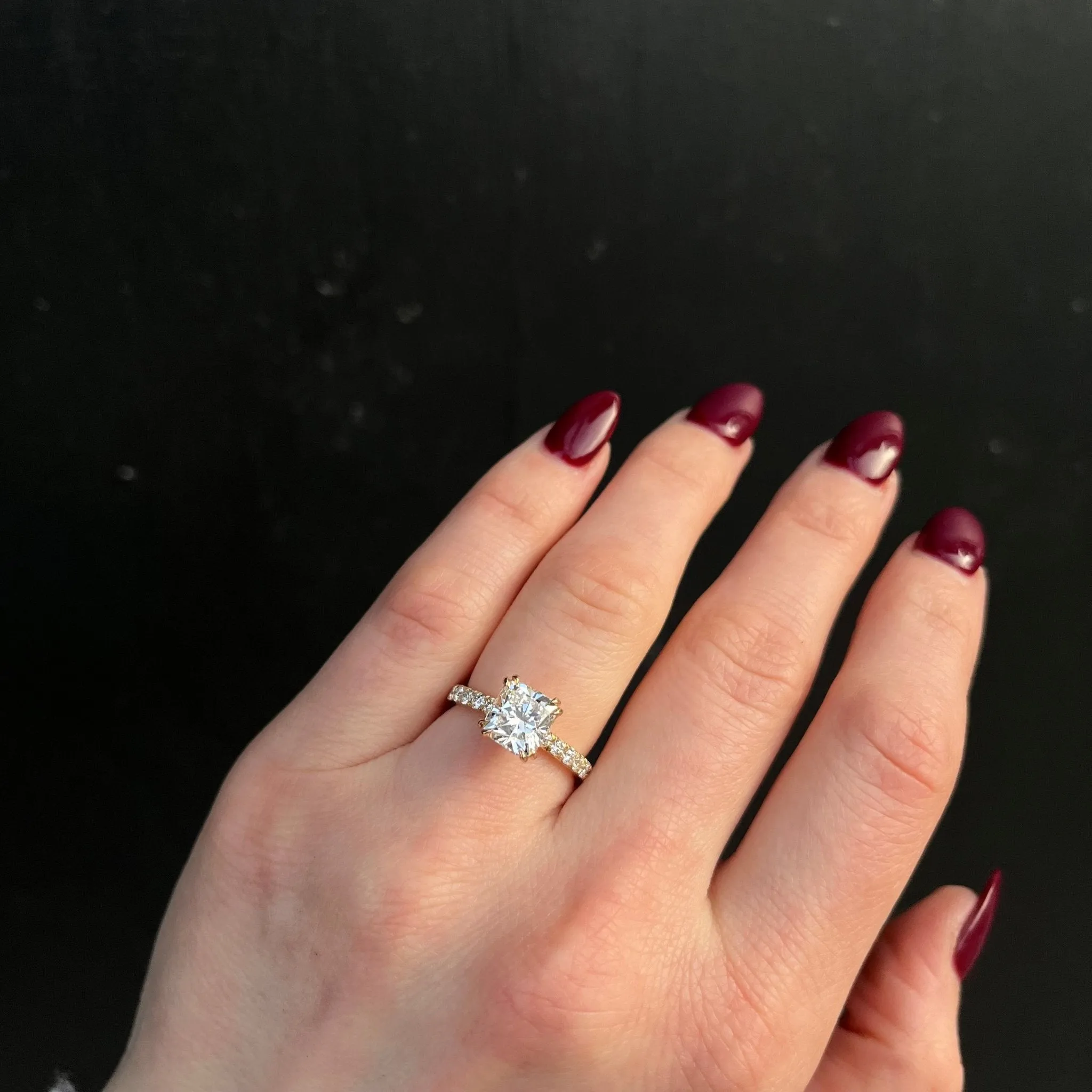14K Yellow Gold GIA 2.01 Carat Cushion Cut Diamond Engagement Ring