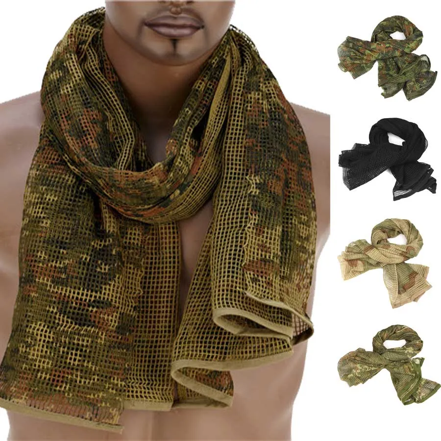 190*90 Military Camouflage Tactical Mesh Hidden Camo Scarf for Outdoor Hunting Photography Mask Shotgun Sun Protection
