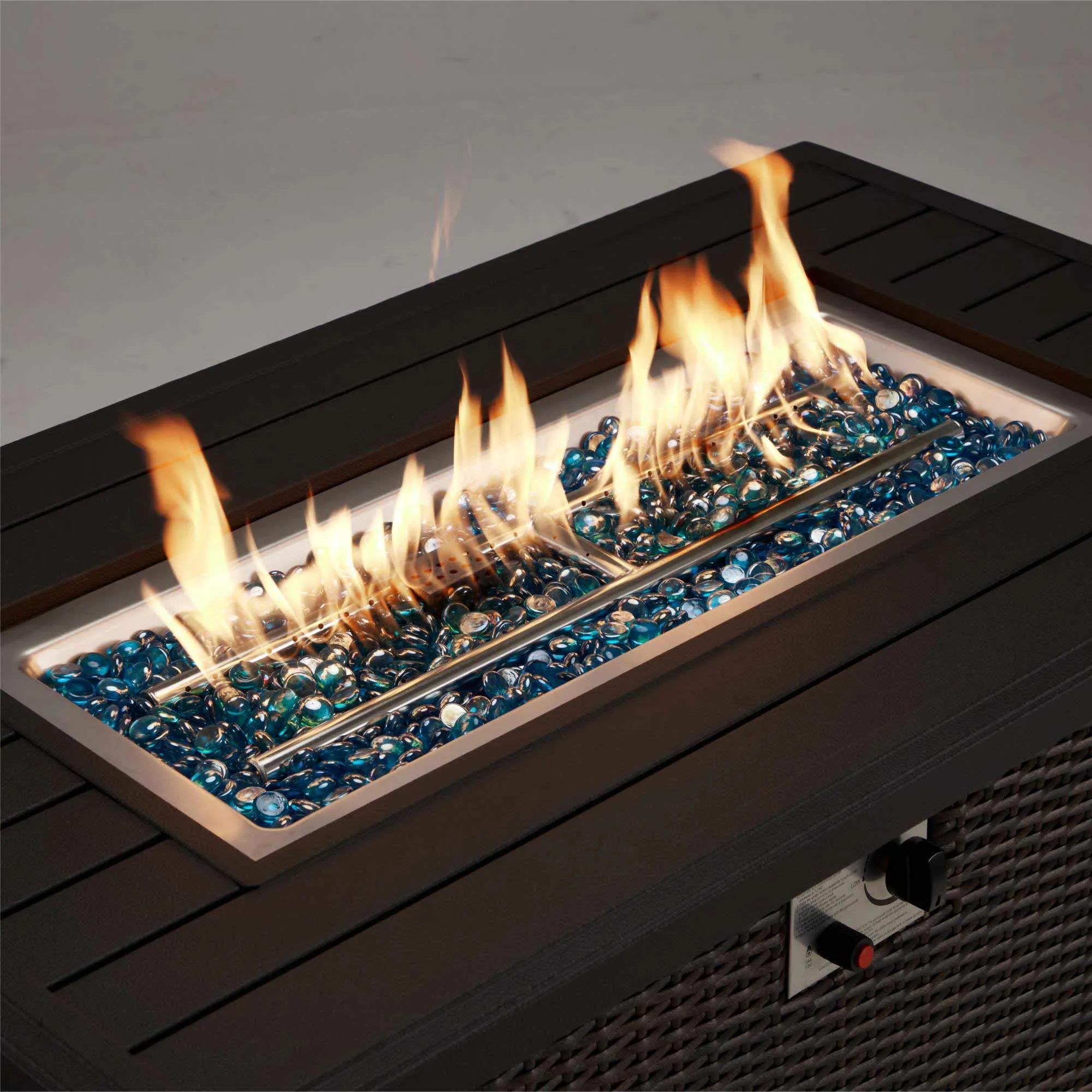 44 in Fire Pit Table 50,000 BTU Propane Fire Pit with Hidden Side Hooks, Dark Brown