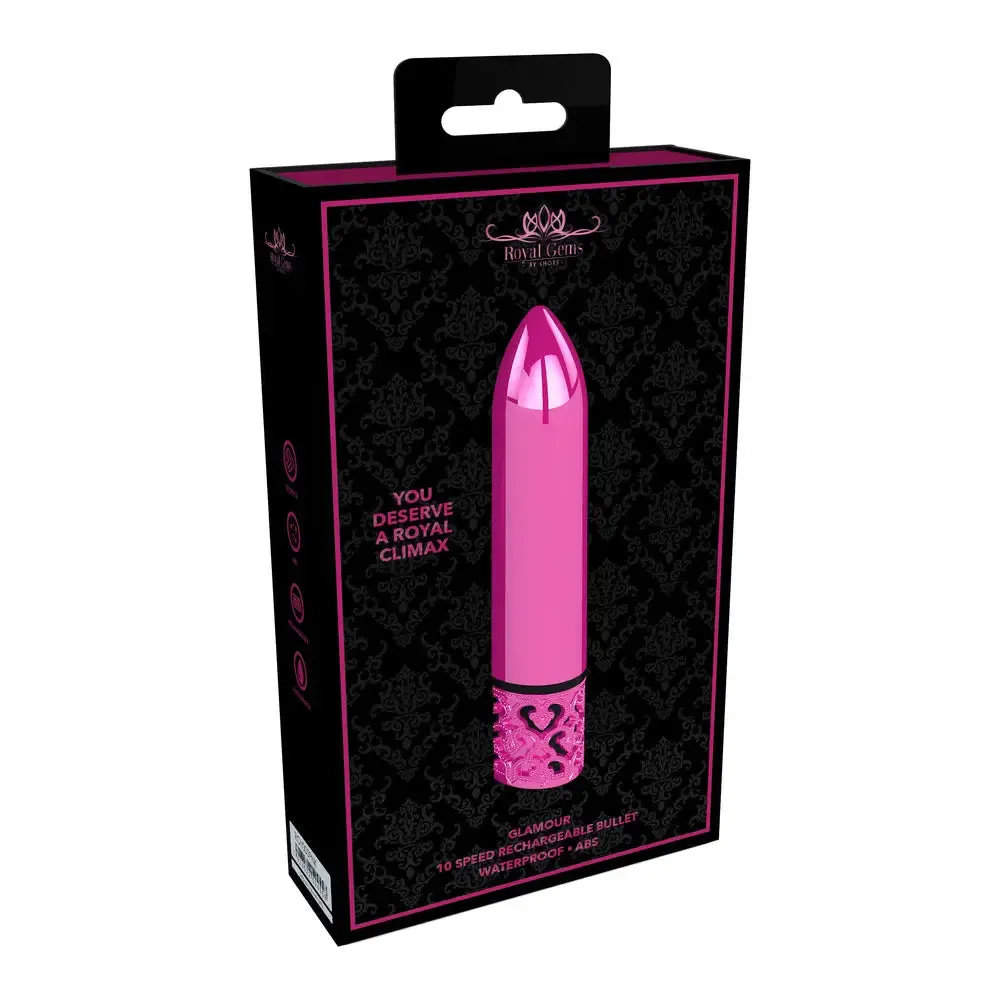 4.5-inch Shots Pink Rechargeable Bullet Vibrator with Royal Gems
