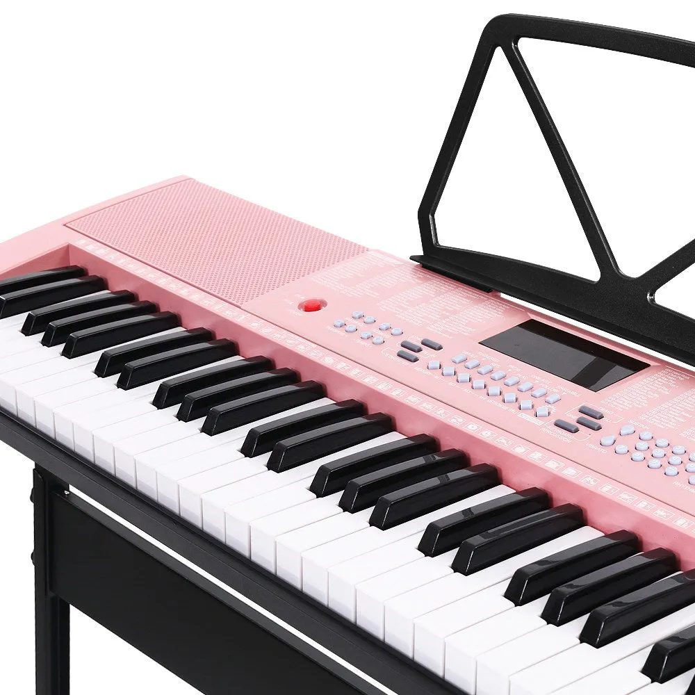 61 Key Lighted Electronic Piano Keyboard Organ LED Electric Holder Music Stand Pink