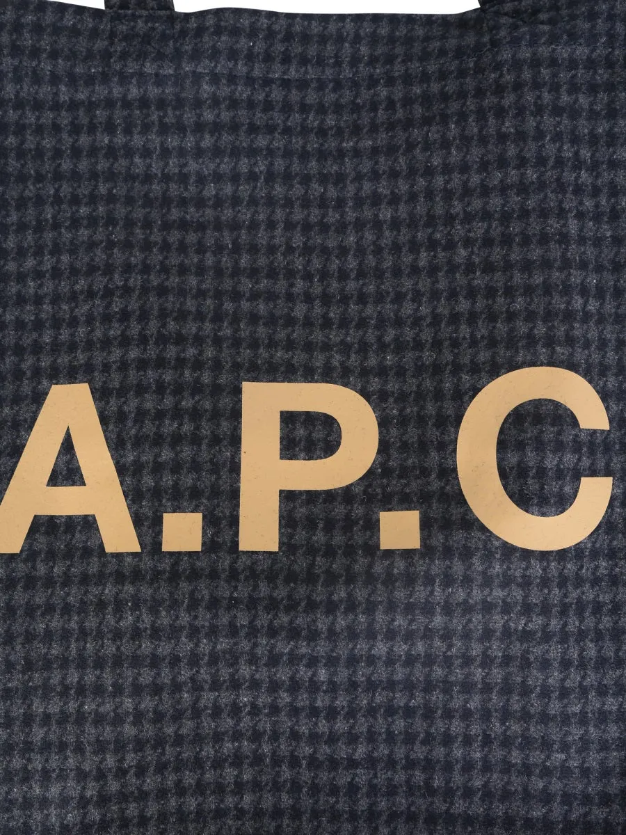 A.P.C. Logo Print Houndstooth Tote Bag