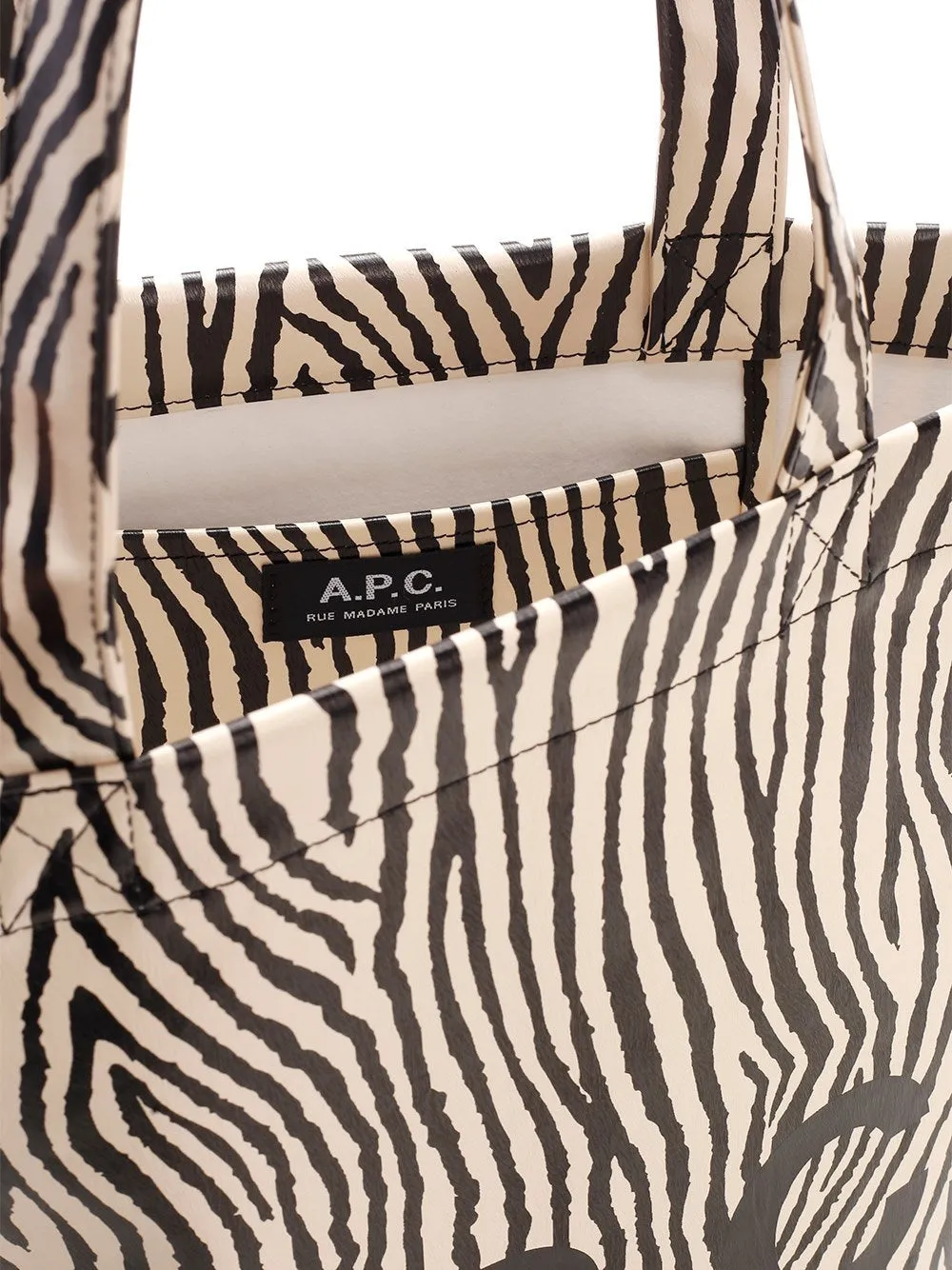 A.P.C. Logo Printed Striped Tote Bag