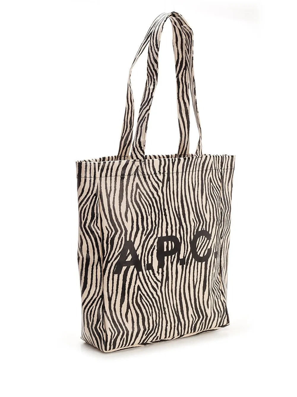 A.P.C. Logo Printed Striped Tote Bag