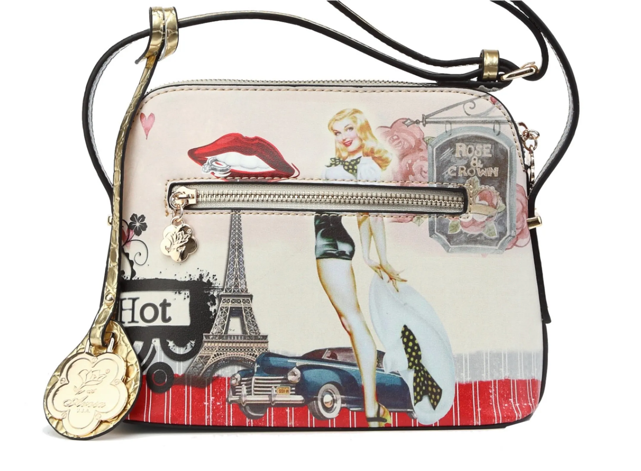 Arosa Retro Parisian Charm Crossbody Bag