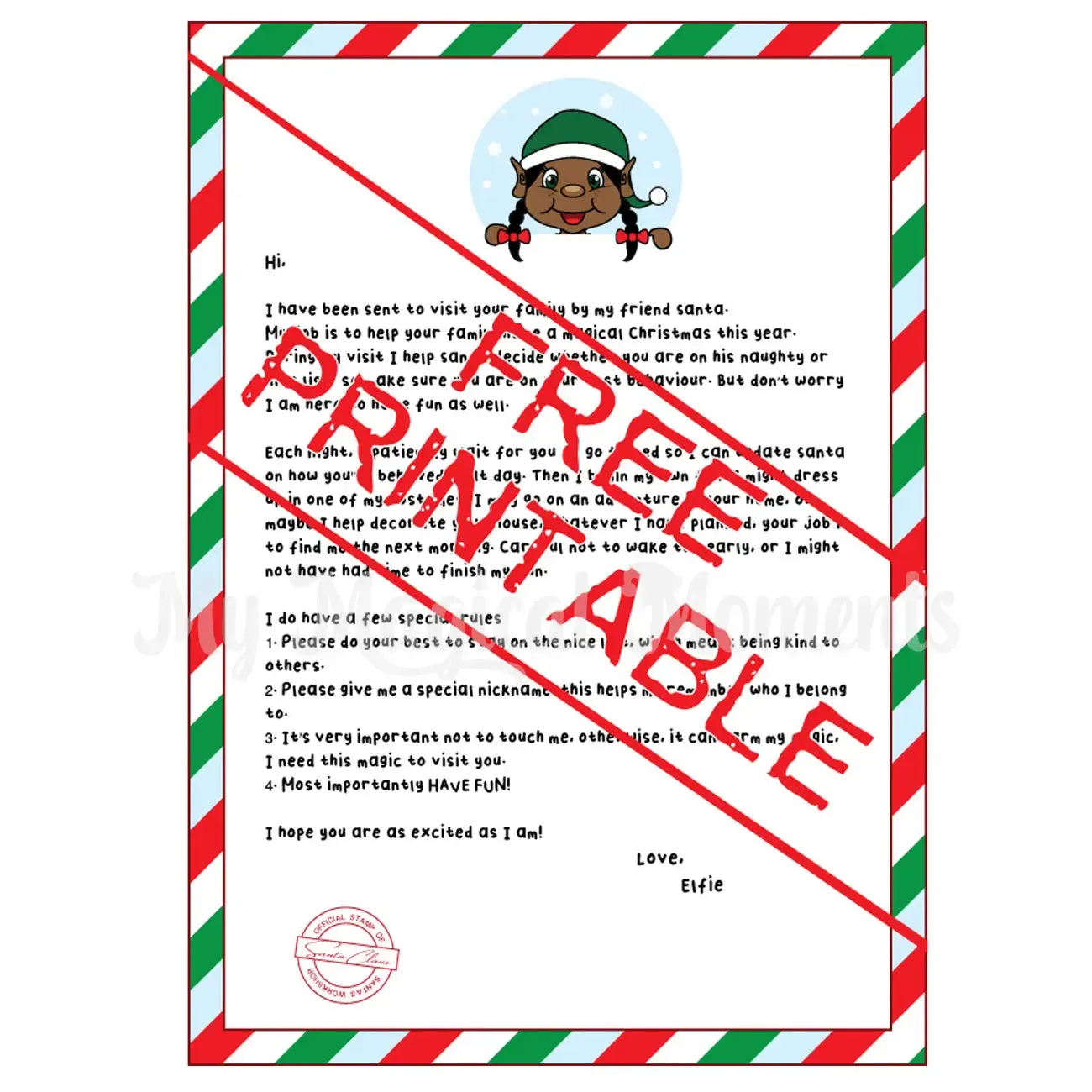 Arrival Letter - My Elf Friends® - Girl- Black Hair