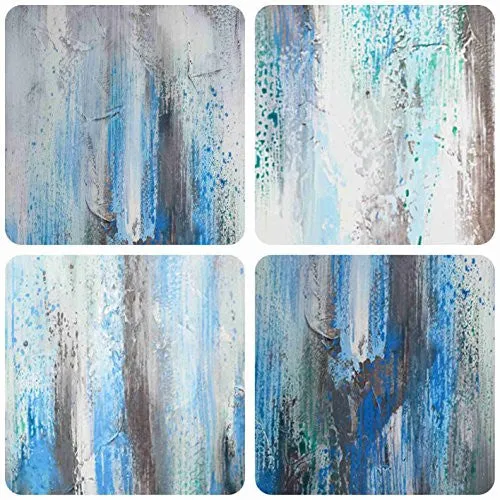 ARTLAND HAND-PAINTED 'SEA OF CLARITY' OIL PAINTING GALLERY-WRAPPED CANVAS ART SET 3-PIECE (16X32INCHES X3)
