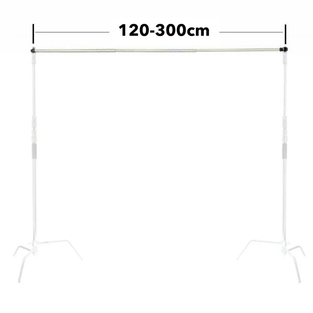 Backdrop Stand Telescopic Crossbar Rod (Extendable from 1.2m - 3m) - Black / Silver