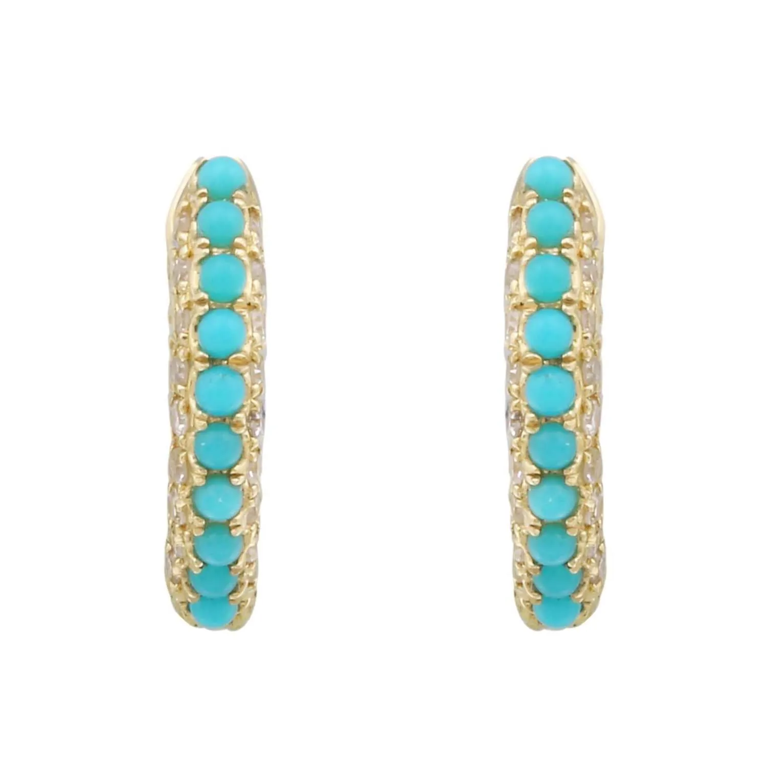 Beaded Diamond Turquoise Hoops