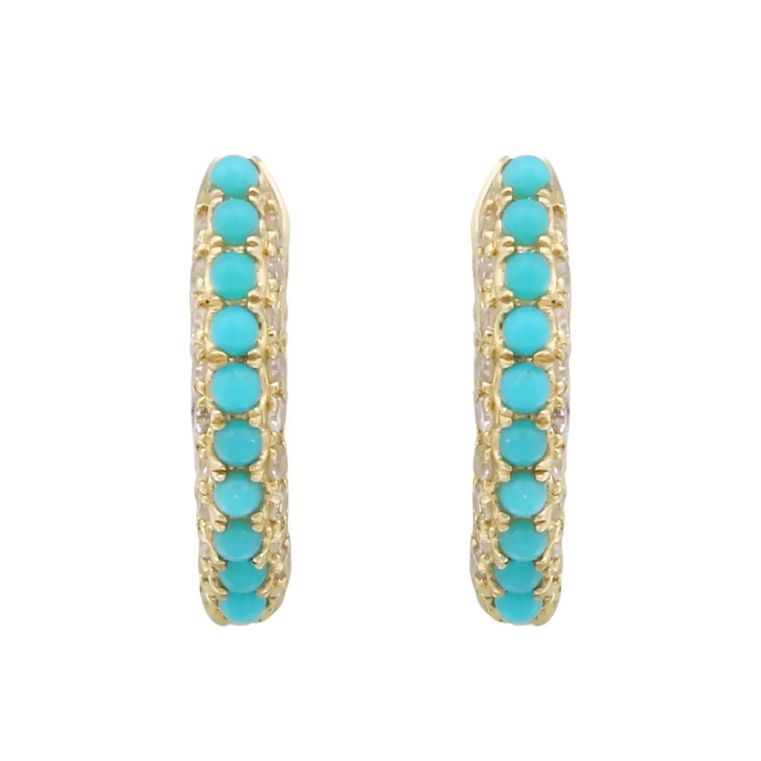 Beaded Diamond Turquoise Hoops