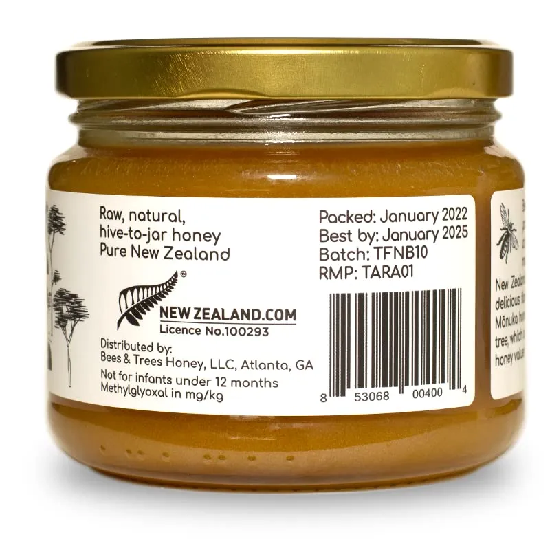Bees & Trees 100% Pure Monofloral New Zealand Manuka Honey 550  13.4 oz