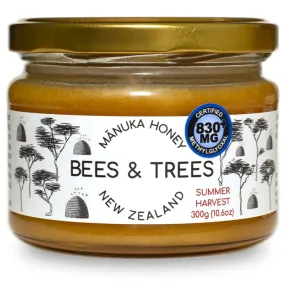 Bees & Trees 100% Pure Monofloral New Zealand Manuka Honey, 830  MGO 10.6 oz