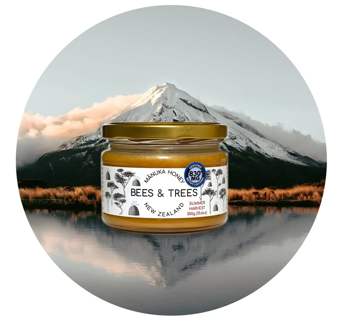 Bees & Trees 100% Pure Monofloral New Zealand Manuka Honey, 830  MGO 10.6 oz