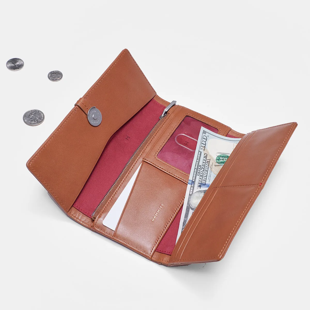 Benjamin Wallet Slim - Caffe Tan/ Brushed Silver