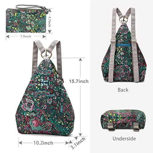 Black Butterfly Premium Backpack for Women, Bohemia Style Casual Daypack Backpack, Fashion, Light and Small (03-green plus)