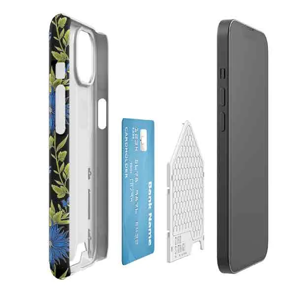 Blue Flowers Black Case and Card By Catherine Rowe