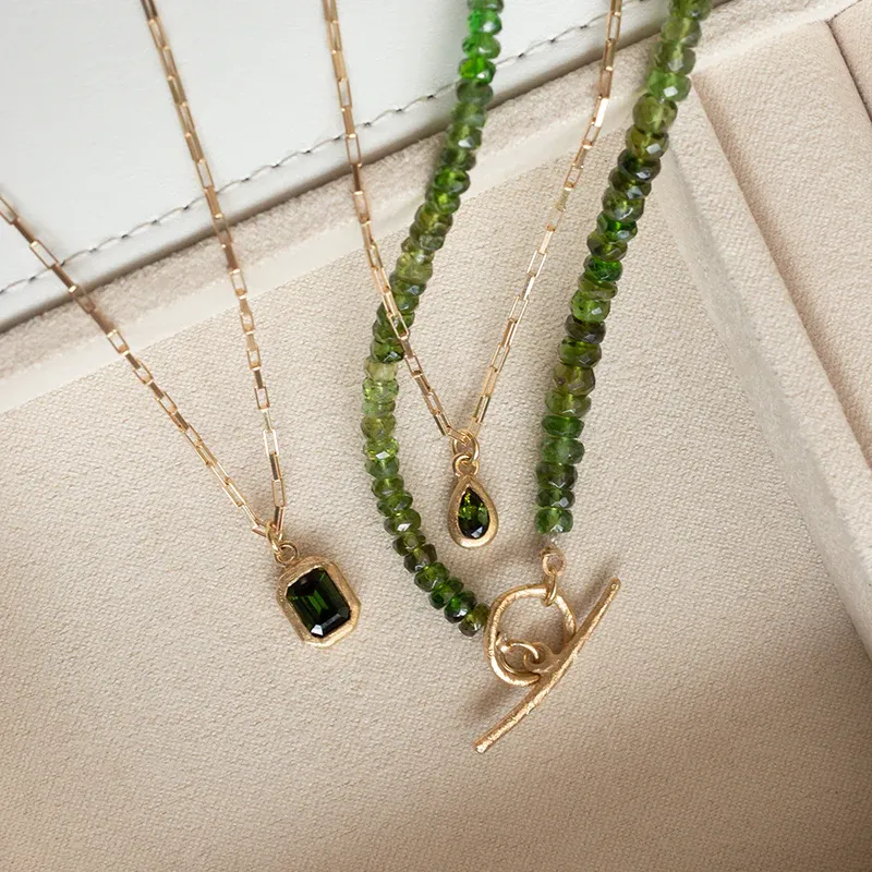 'Boulder' Pear Gemstone Pendant on Elongated Box Chain