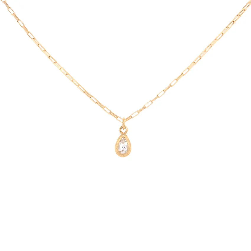 'Boulder' Pear Gemstone Pendant on Elongated Box Chain