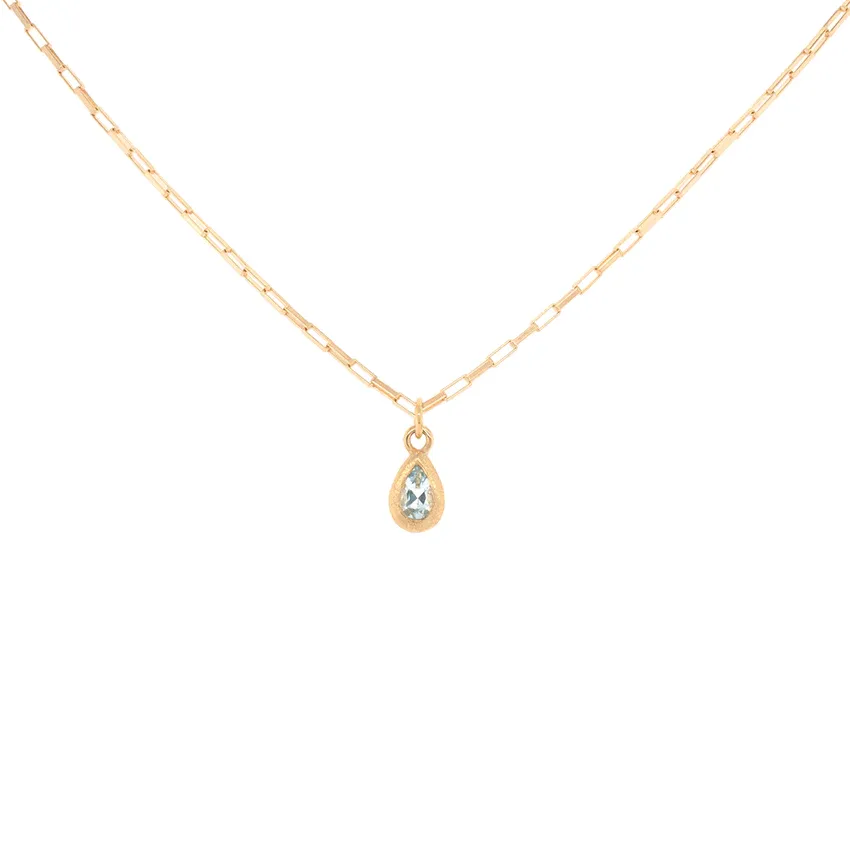 'Boulder' Pear Gemstone Pendant on Elongated Box Chain