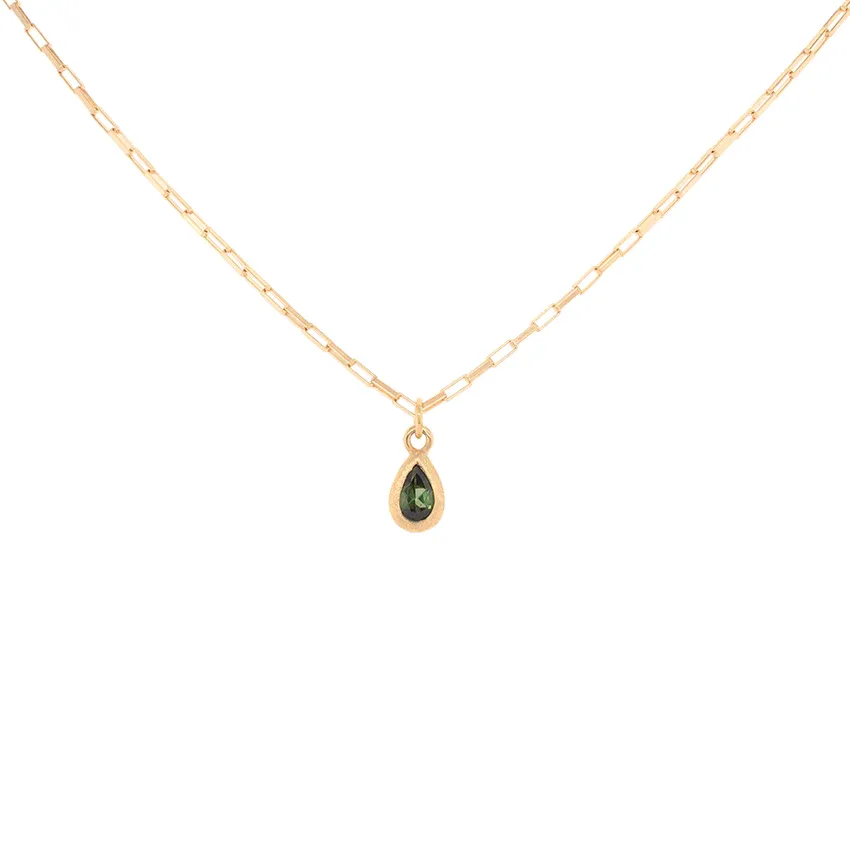 'Boulder' Pear Gemstone Pendant on Elongated Box Chain