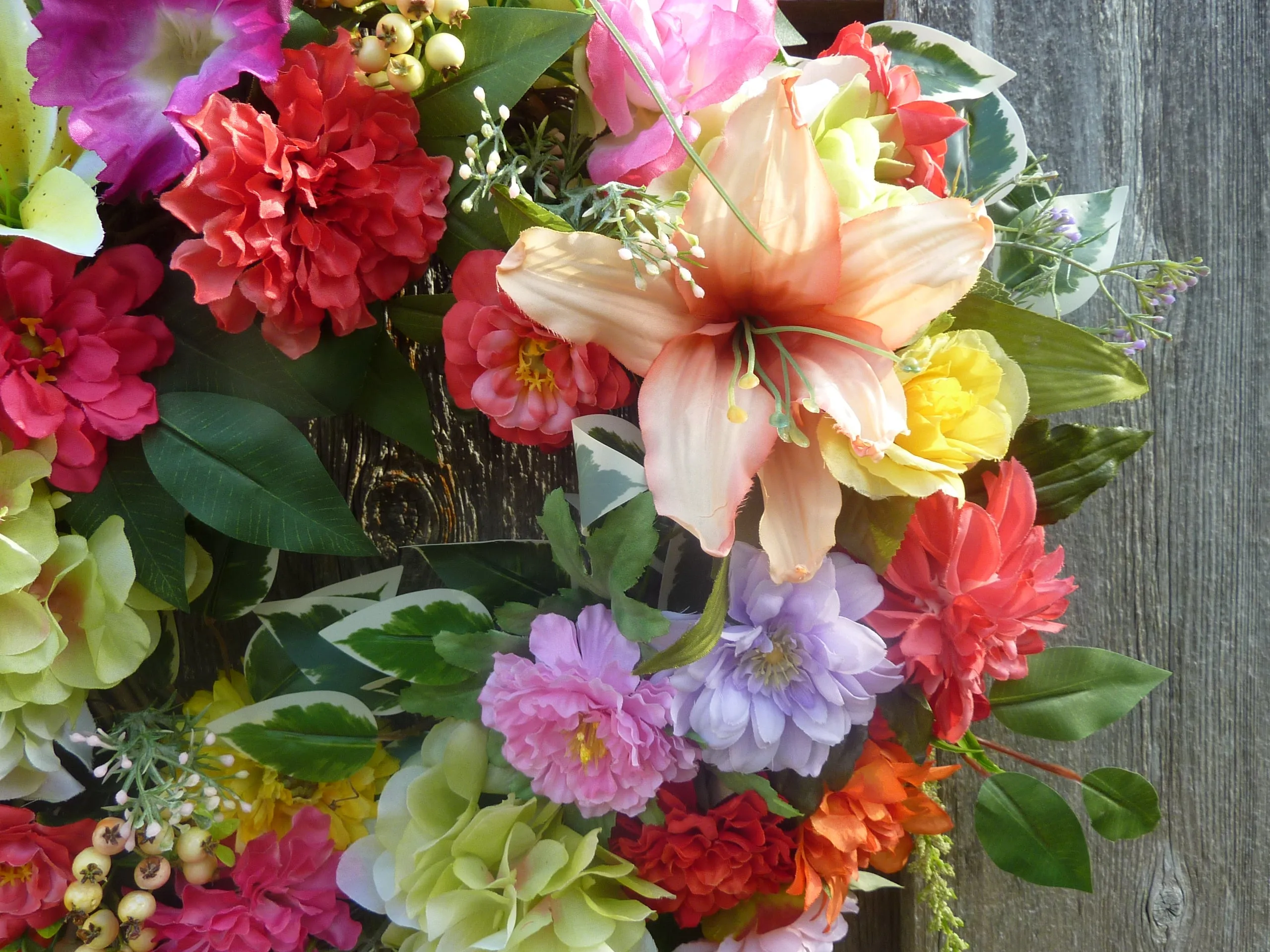 Bright floral wreath for your front door, Summer wreath, spring wreath