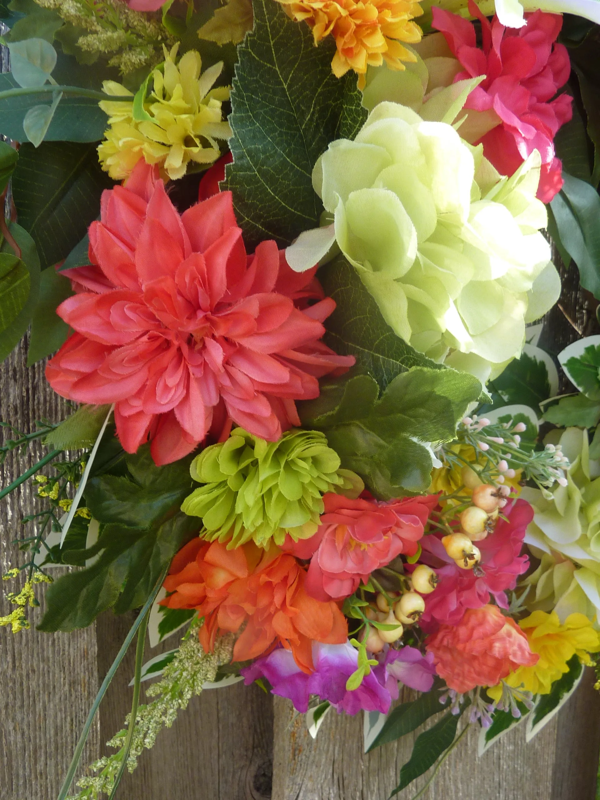 Bright floral wreath for your front door, Summer wreath, spring wreath