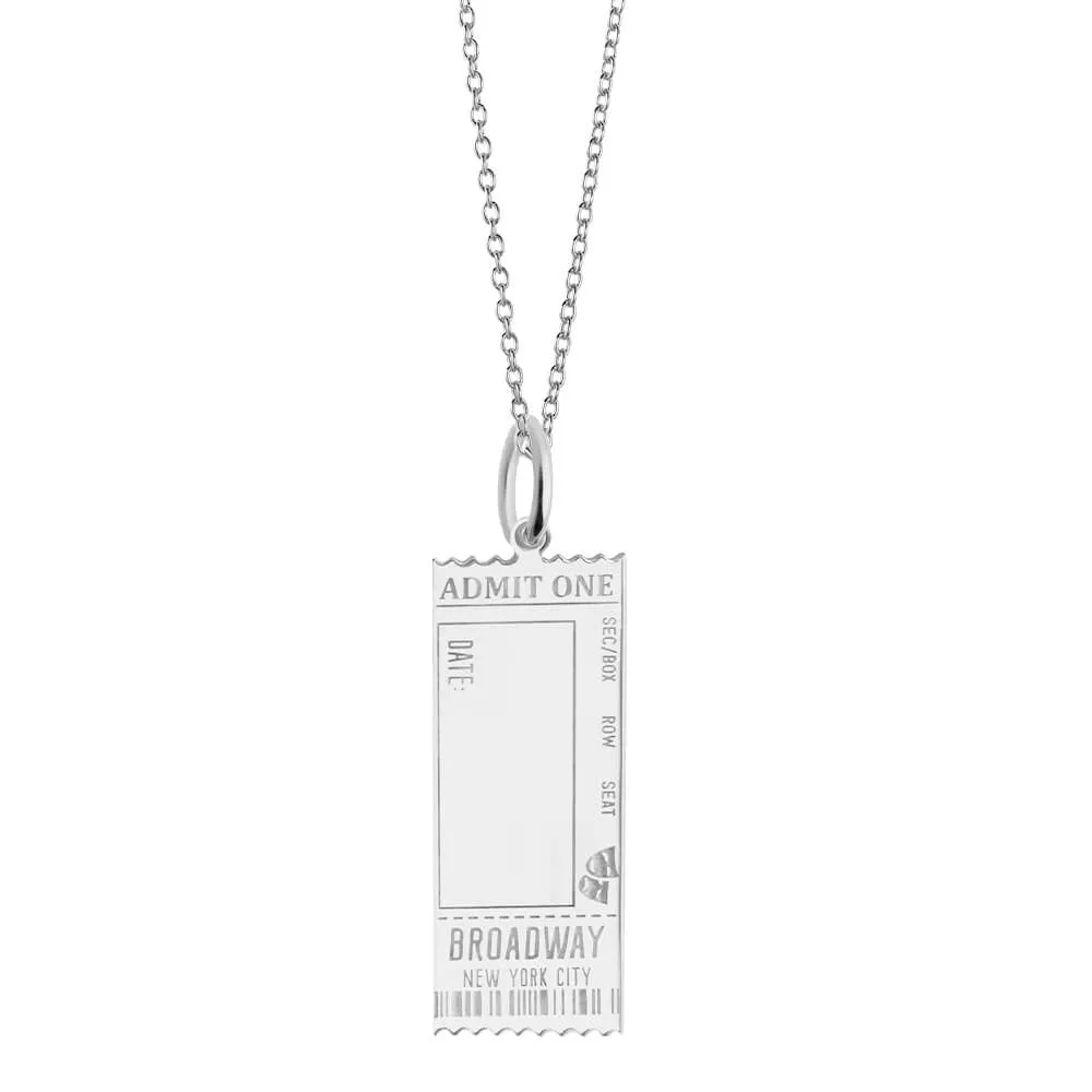 Broadway Ticket Customizable Charm New York Silver