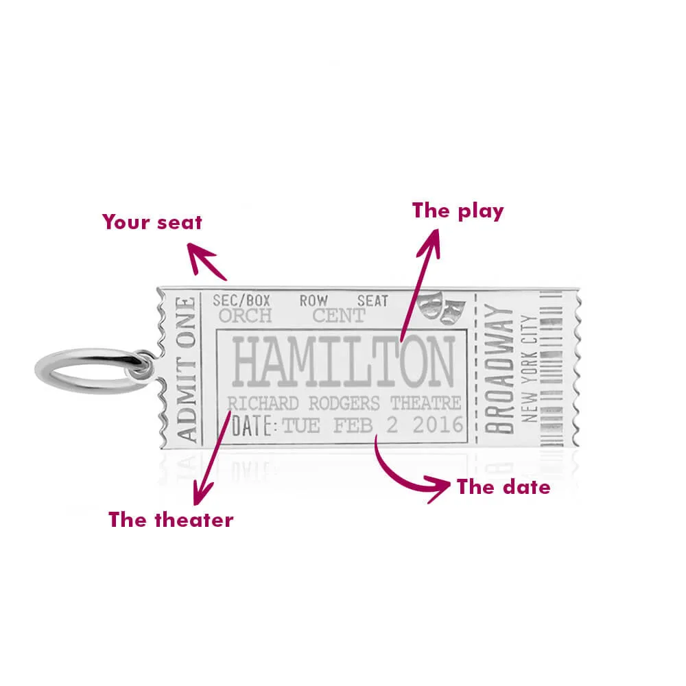 Broadway Ticket Customizable Charm New York Silver
