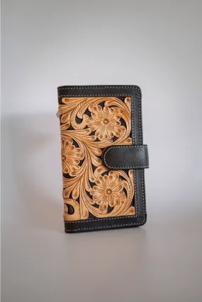 Brown & Tan Tooled Leather Wallet