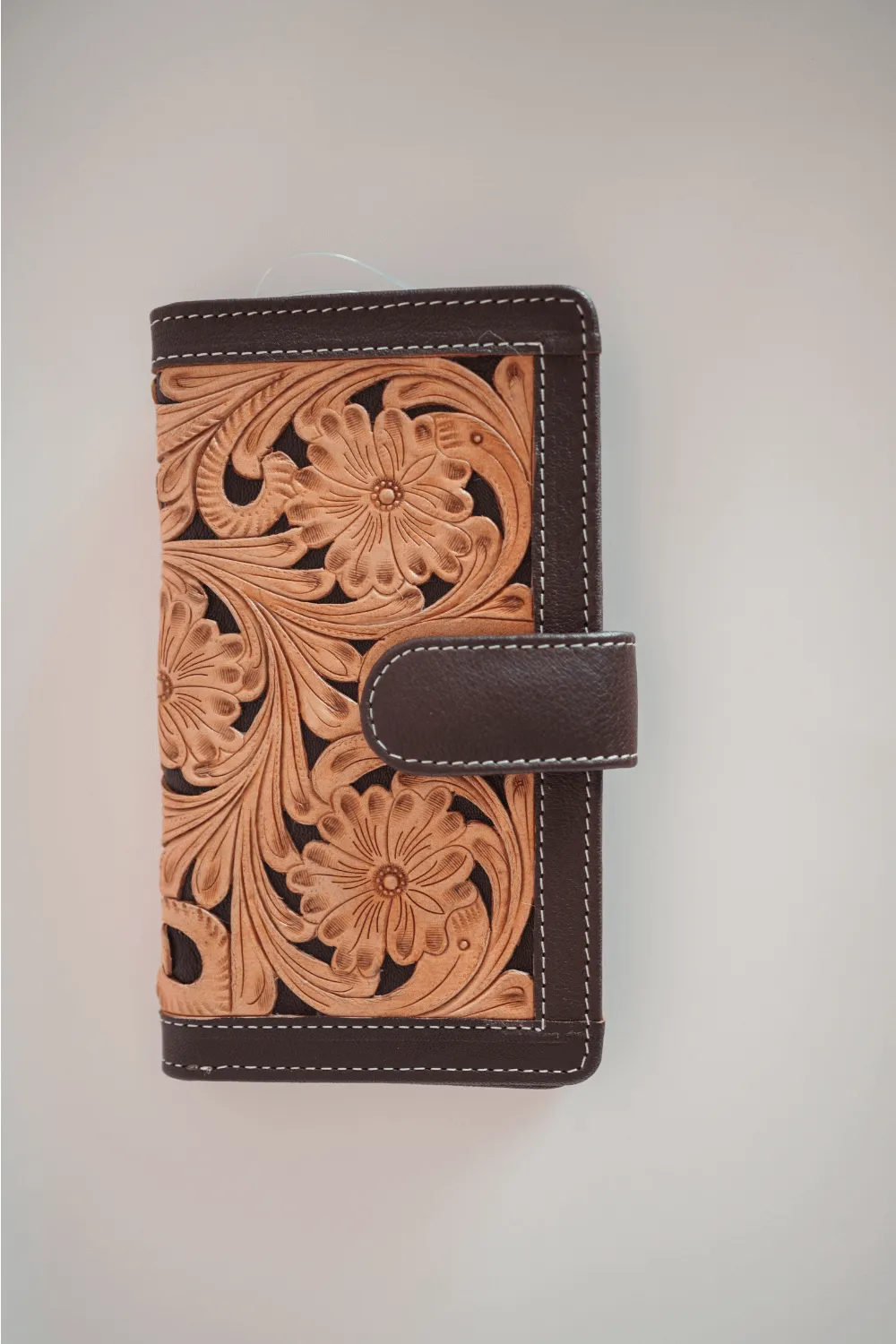 Brown & Tan Tooled Leather Wallet