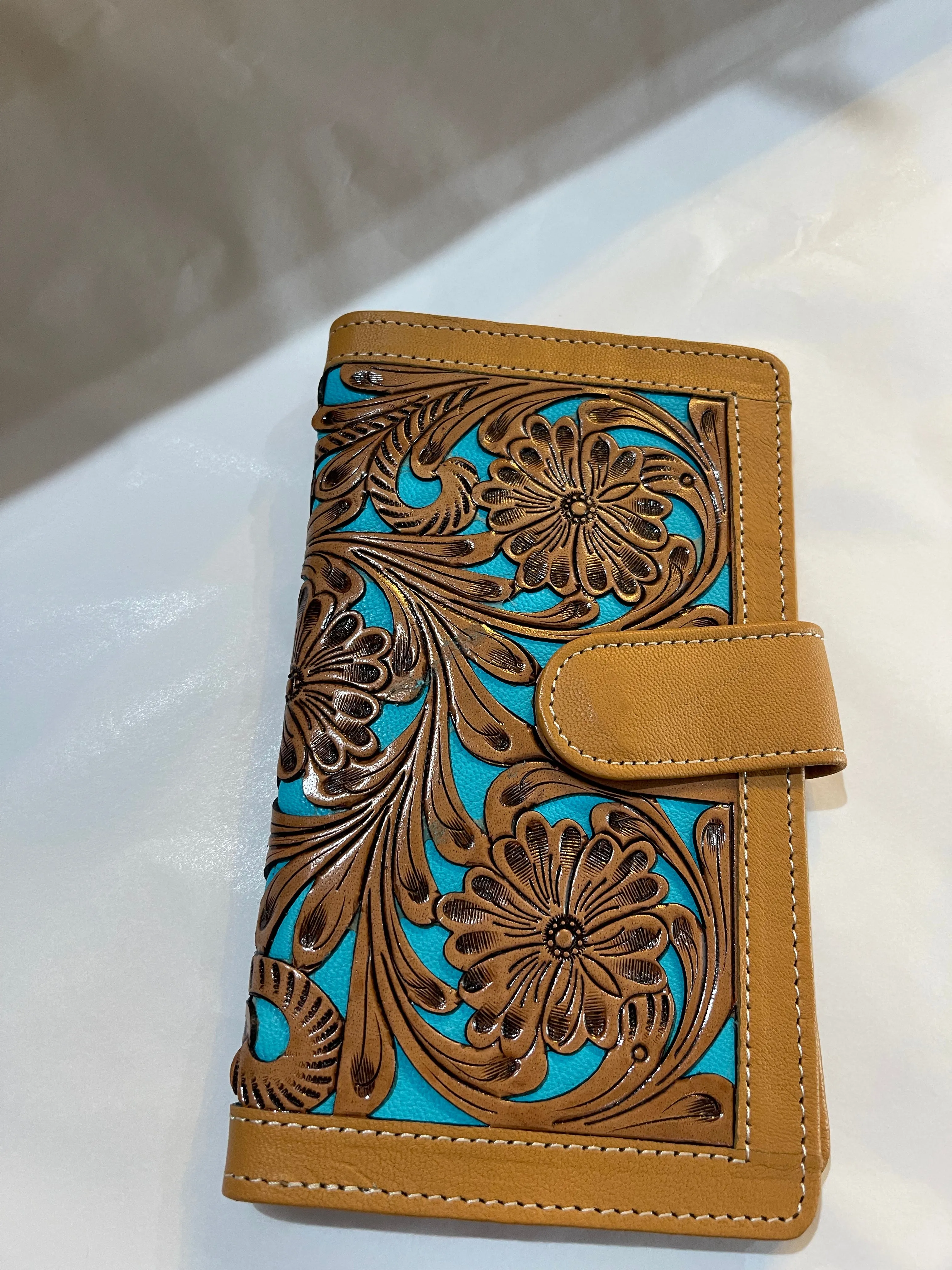 Brown & Tan Tooled Leather Wallet
