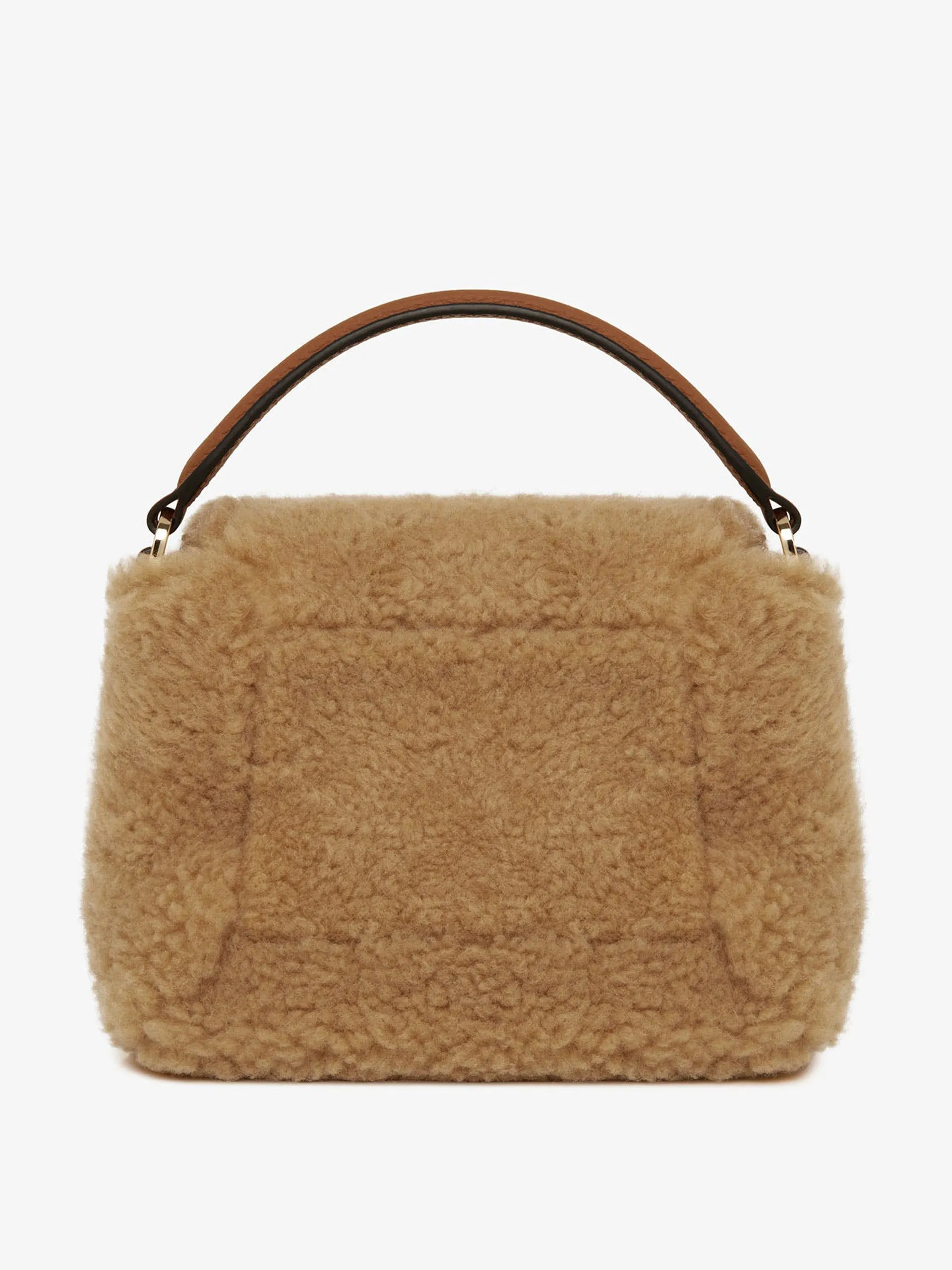 Caramel shearling mosaic nano bag