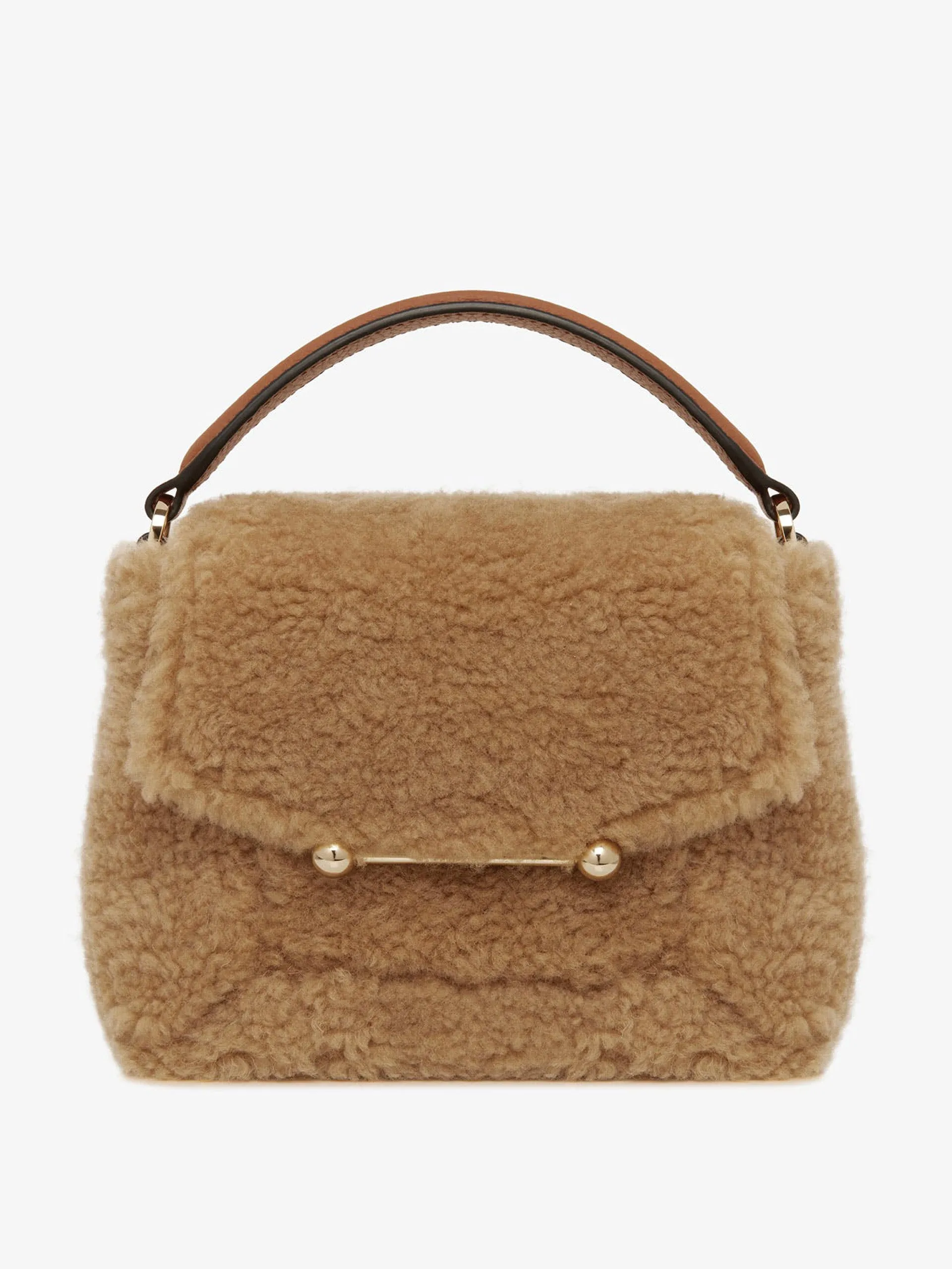 Caramel shearling mosaic nano bag