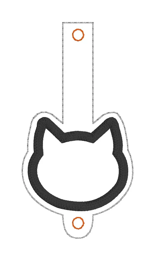 Cat applique Wallet tab (2 sizes included) machine embroidery design DIGITAL DOWNLOAD