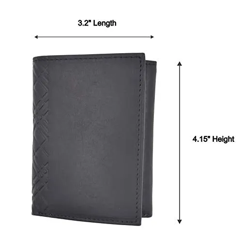 Cazoro Extra Capacity Trifold Wallet for Men RFID Blocking Genuine Leather Wallet Black Brown