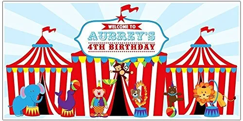 Circus Carnival Big Top Birthday Banner Personalized Party Decoration Backdrop
