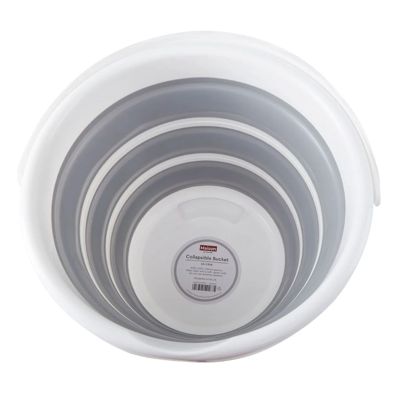 Collapsible Bucket (10L) - Grey/White