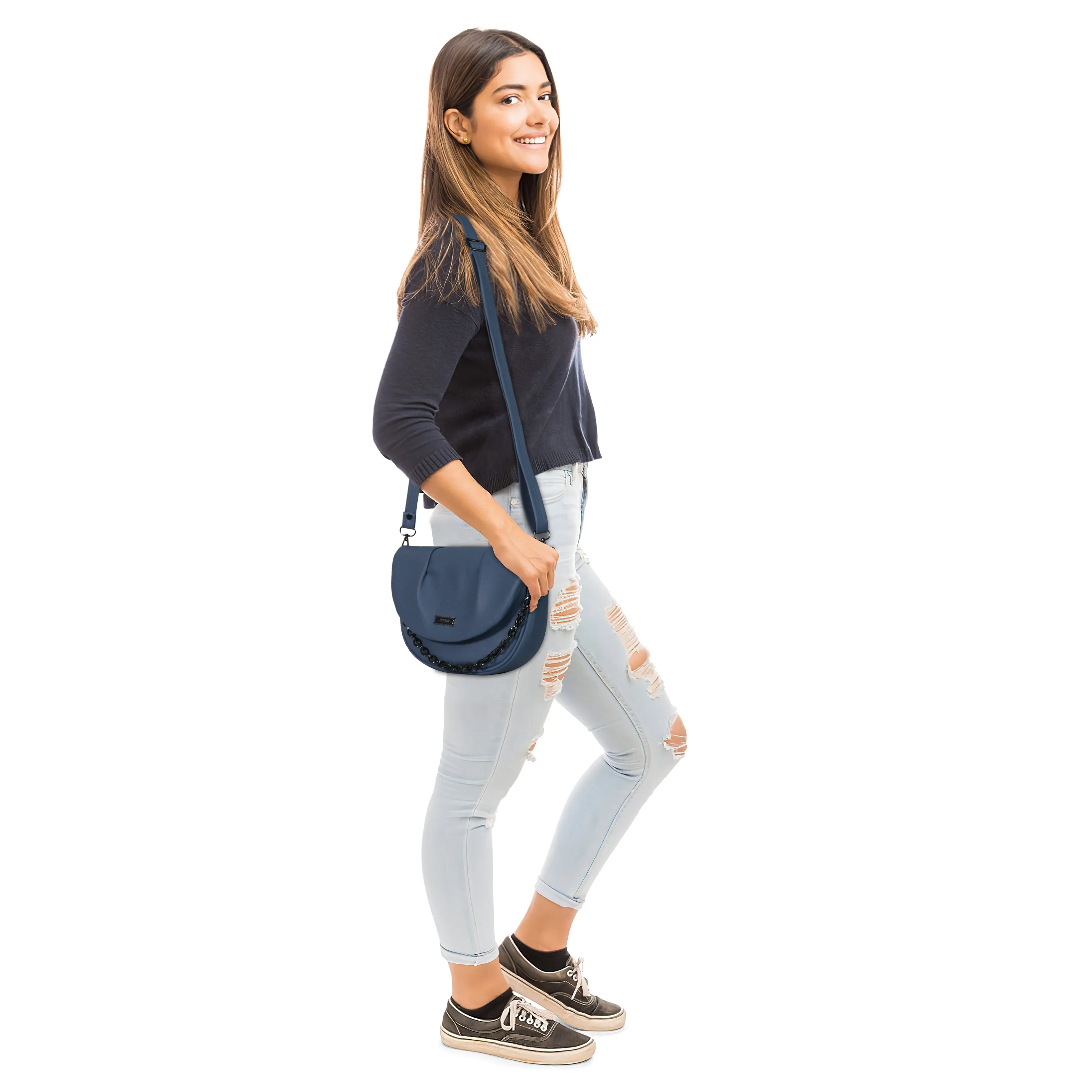 Corba Women Sling Bag Black Light Blue