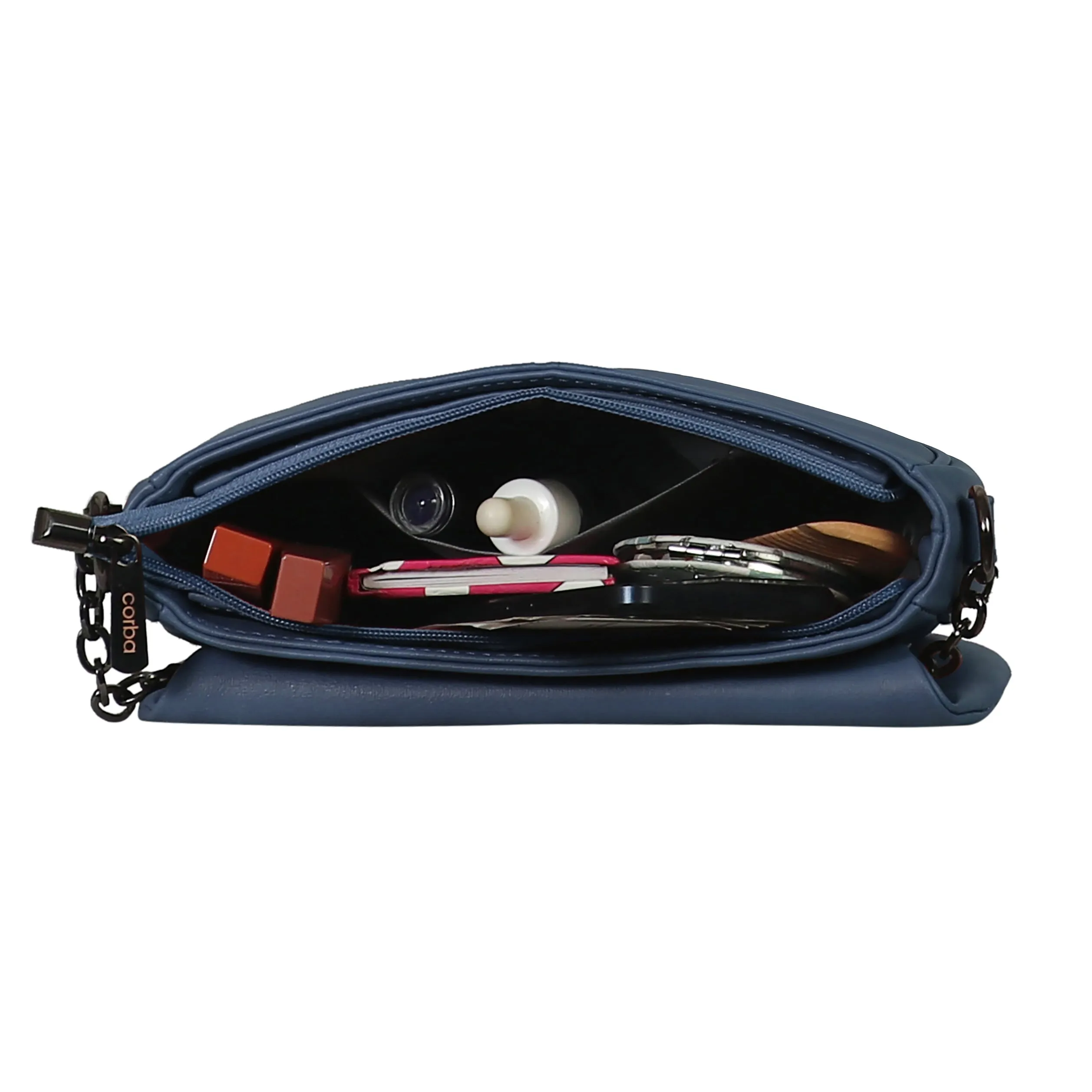 Corba Women Sling Bag Black Light Blue