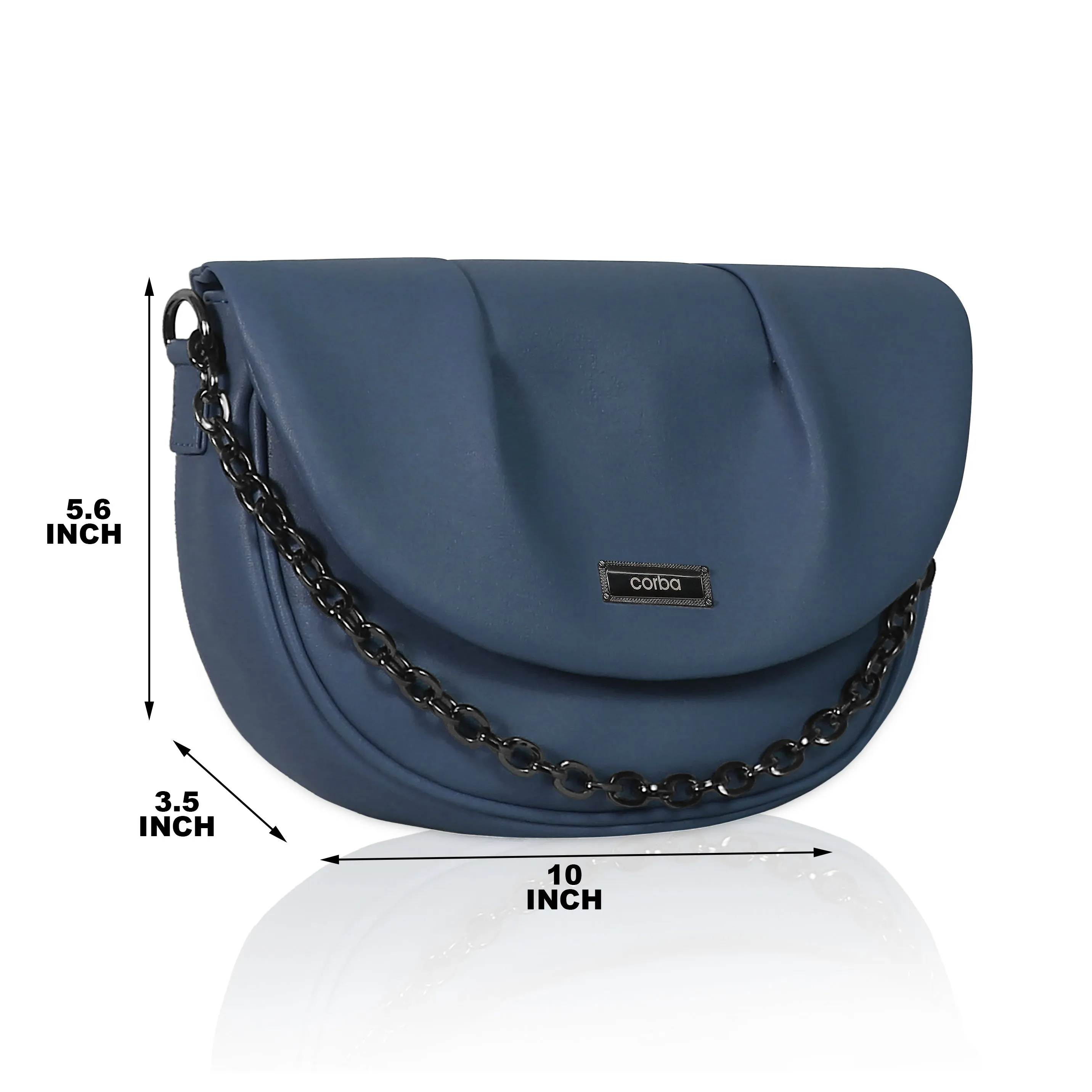 Corba Women Sling Bag Black Light Blue