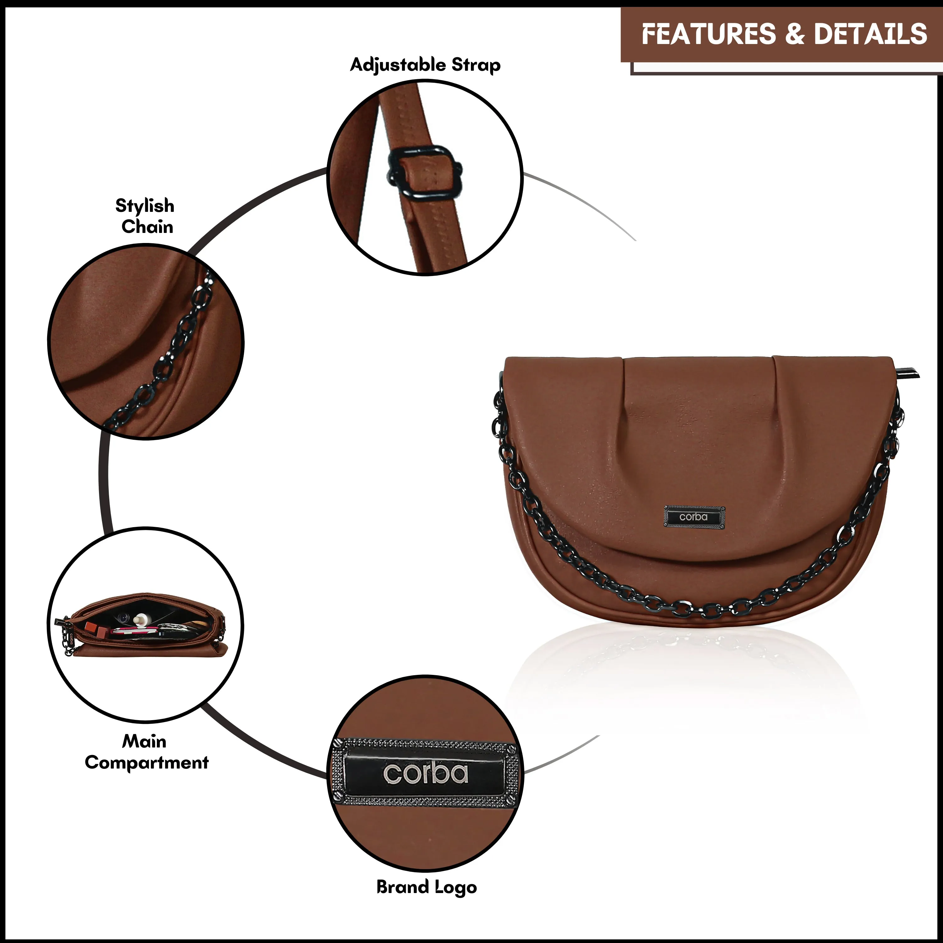 Corba Women Sling Bag Dark Brown
