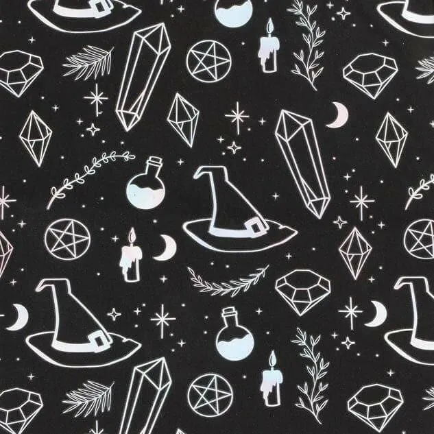 Crystal Witch Print Polycotton Tote Bag for Daily Use