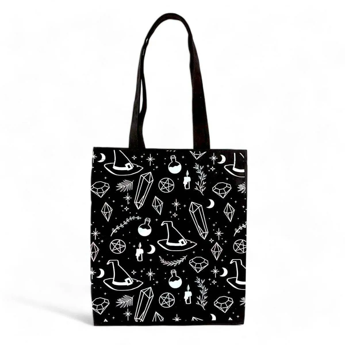 Crystal Witch Print Polycotton Tote Bag for Daily Use