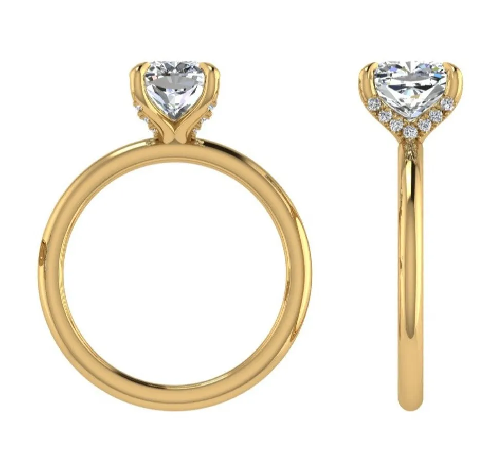 Cushion Diamond Engagement Ring Under Halo 0.07 ct. tw.