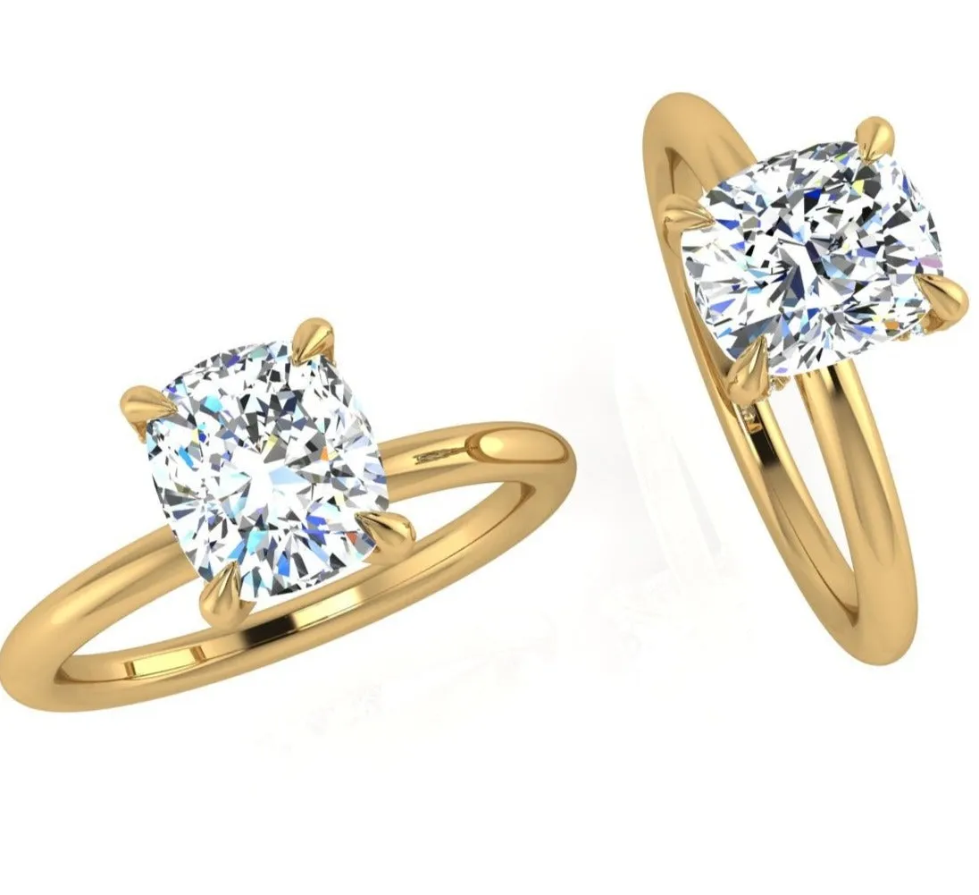 Cushion Diamond Engagement Ring Under Halo 0.07 ct. tw.