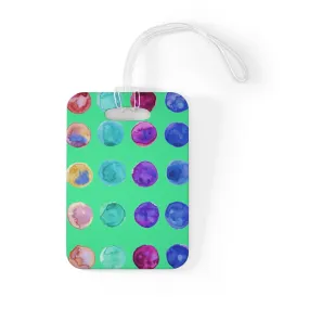 Cute Watercolor Polka Dots Designer Travel Luggage Suitcase Bag Tag- Made in USA