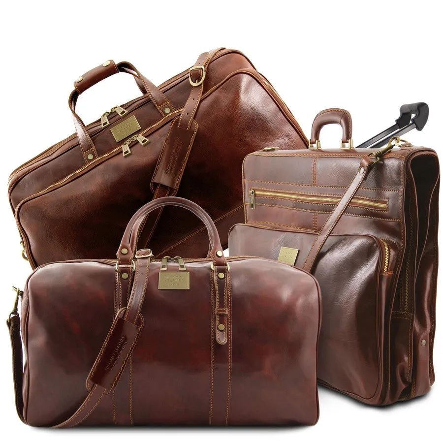 Deluxe Leather Travel Bag Set