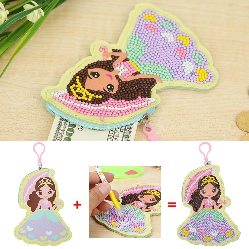 DIY Special Shaped Diamond  Girl Wallet Coin Purse