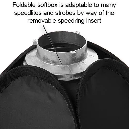 Fotodiox Pro Foldable Softbox PLUS Grid (Eggcrate) with Speedotron Speedring for Speedotron Black and Brown Line and Compatible Strobes